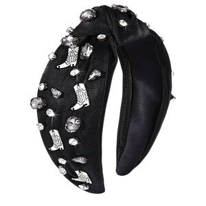 CLEARANCE Black Knotted Hair Accessory with Playful Western Glam Pattern